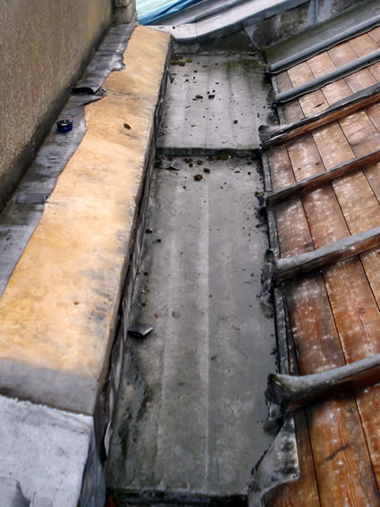 Before repairs to Grade II Listed church roof which had suffered from lead theft