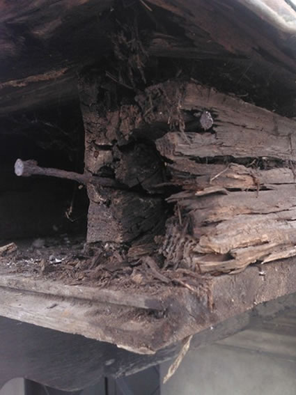 Wet rot repairs to a copper clad porch roof
